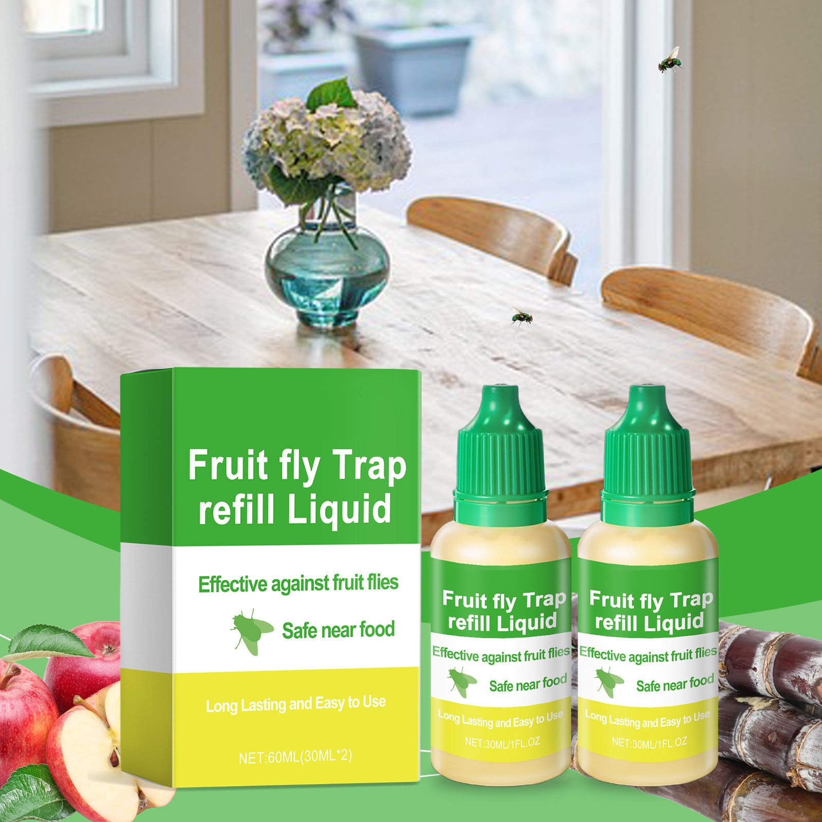 Clearance! Trap Supplement Liquid, Domestic Kitchen Living Room Hygiene Fruit Fly Cockroach Trap Insect Liquid 60ml